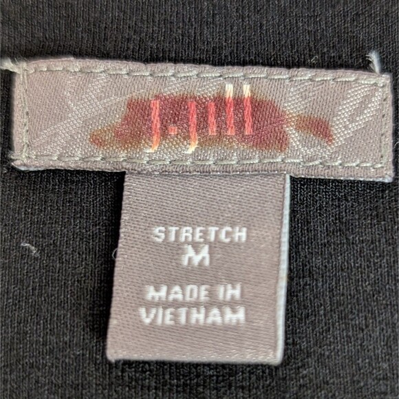 J. Jill Stretch Women's MEDIUM Button-Front Tunic, Black Rayon Knit 3/4 Sleeve - Picture 4 of 16